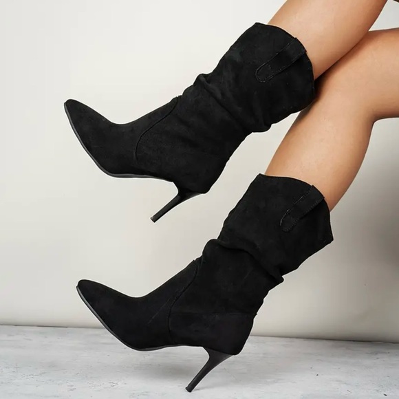 Unknown Shoes - 🔥2/$40🔥 Chic Women's Mid-Calf Boots - Pointed Toe, Stiletto Heel, Slip-On Design
